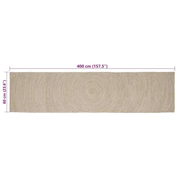 Grote foto vidaxl vloerkleed natuurlijk en wit 60 x 400 cm jute huis en inrichting vloerbedekking en kleden