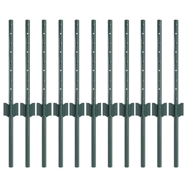 Grote foto vidaxl afrasteringspaal 11 pcs groen 80 cm staal tuin en terras overige tuin en terras