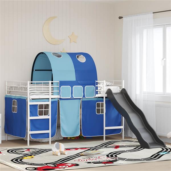 Grote foto vidaxl loftbed voor kids wit en blauw 107 x 200 cm metaal antiek en kunst stoelen en banken