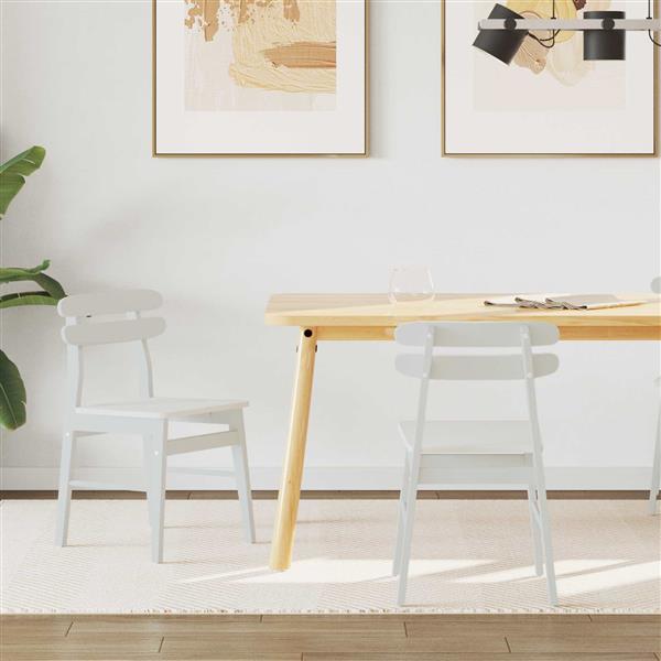 Grote foto vidaxl eetkamerstoel 2 pcs wit massief rubberhout huis en inrichting stoelen