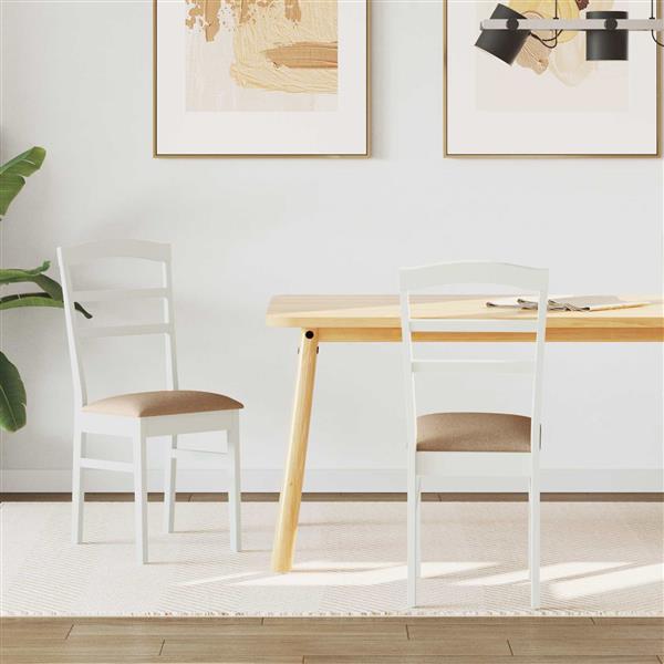 Grote foto vidaxl eetkamerstoel 2 pcs wit en bruin massief rubberhout huis en inrichting stoelen