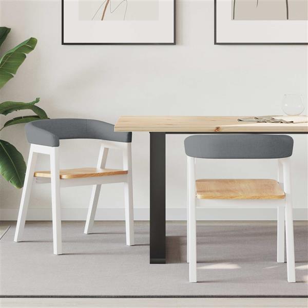 Grote foto vidaxl eettafelstoelen 2 pcs wit 54 x 57 x 73 cm massief rubberhout huis en inrichting stoelen