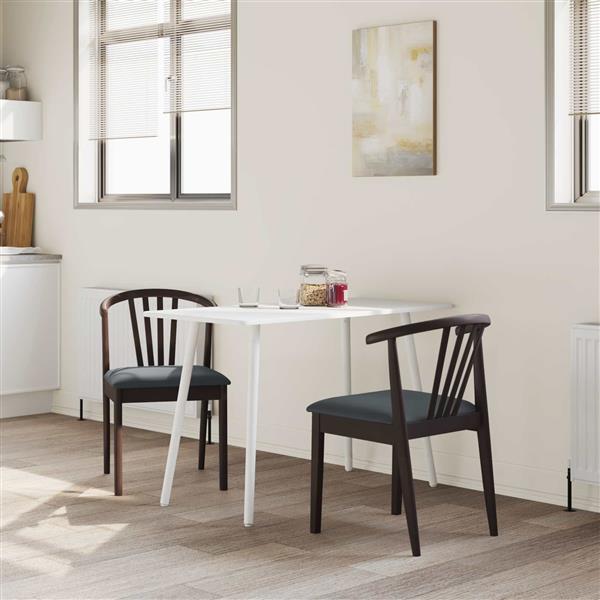 Grote foto vidaxl eetkamerstoel 2 pcs lichtbruin en zwart massief rubberhout huis en inrichting stoelen