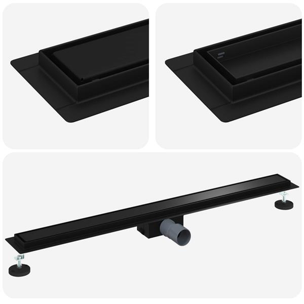 Grote foto vidaxl 2 in 1 doucheafvoer zwart 100 cm roestvrij staal 304 doe het zelf en verbouw sanitair