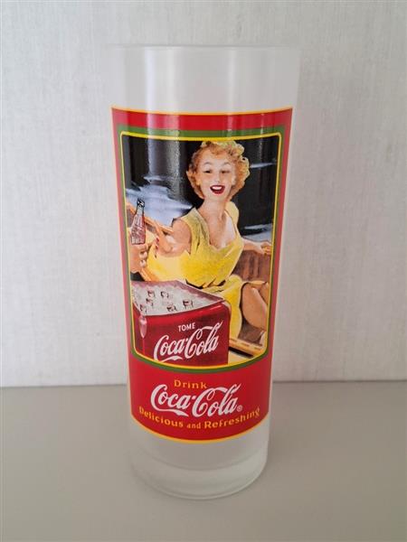 Grote foto 4 vintage grote coca cola glazen met retro print verzamelen glas en borrelglaasjes