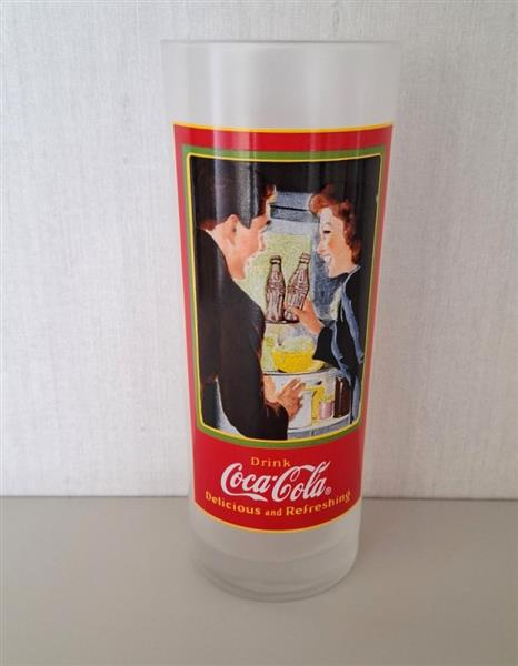 Grote foto 4 vintage grote coca cola glazen met retro print verzamelen glas en borrelglaasjes