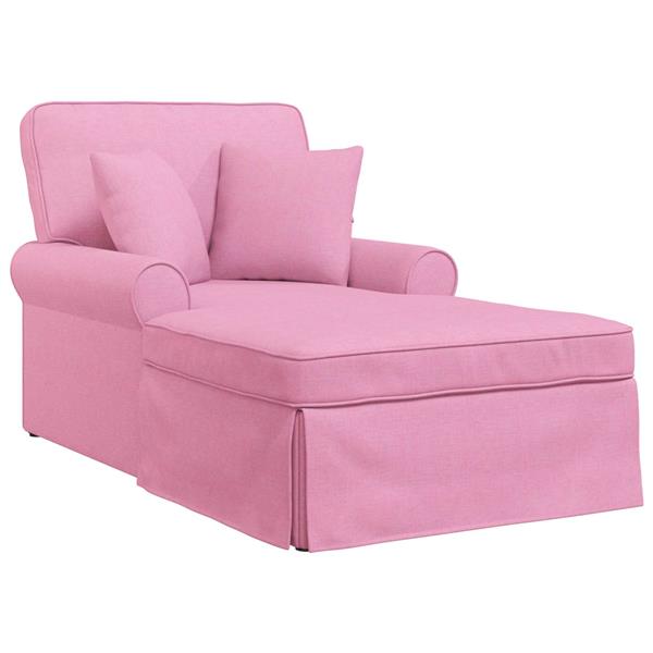 Grote foto vidaxl chaise lounge met rok met kussen roze 91 x 157 x 91 cm stof huis en inrichting bankstellen