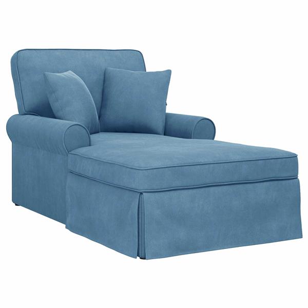 Grote foto vidaxl chaise lounge met rok blauw 91 x 157 x 91 cm geribbelde stof huis en inrichting bankstellen