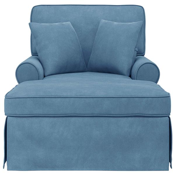 Grote foto vidaxl chaise lounge met rok blauw 91 x 157 x 91 cm geribbelde stof huis en inrichting bankstellen