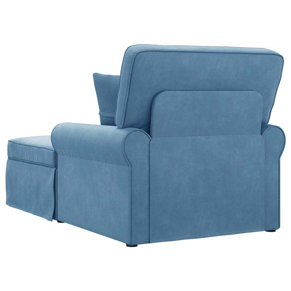 Grote foto vidaxl chaise lounge met rok blauw 91 x 157 x 91 cm geribbelde stof huis en inrichting bankstellen
