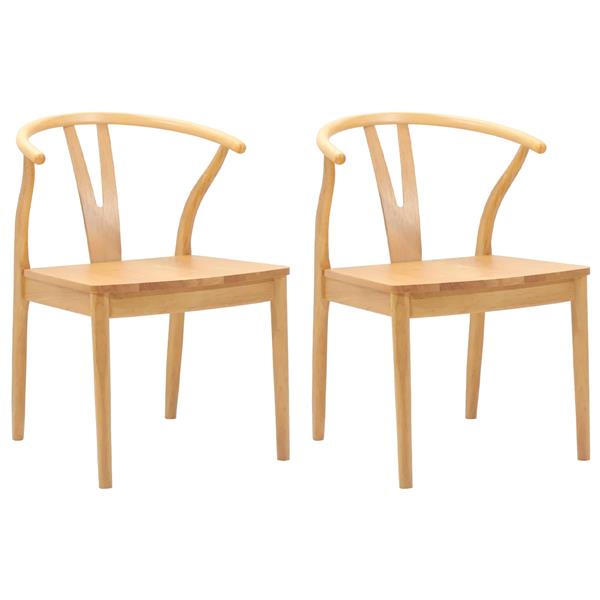 Grote foto vidaxl eetkamerstoel 2 pcs naturel massief rubberhout huis en inrichting stoelen