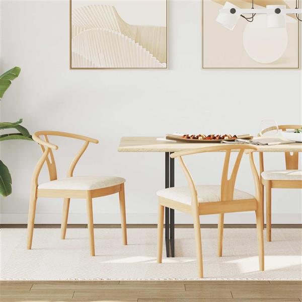 Grote foto vidaxl eetkamerstoel 2 pcs natuurlijk en licht massief rubberhout huis en inrichting stoelen