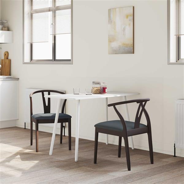 Grote foto vidaxl eetkamerstoel 2 pcs lichtbruin en zwart massief rubberhout huis en inrichting stoelen