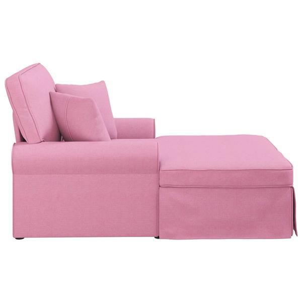 Grote foto vidaxl chaise lounge met rok met kussen roze 91 x 157 x 91 cm stof huis en inrichting bankstellen