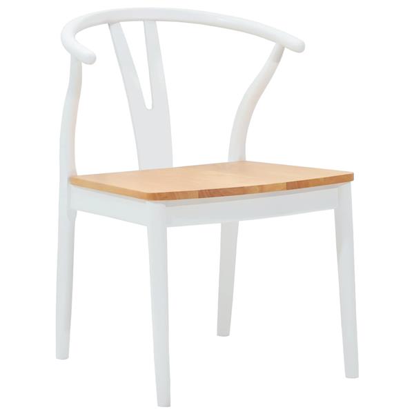 Grote foto vidaxl eetkamerstoel 2 pcs wit en natuurlijk massief rubberhout huis en inrichting stoelen