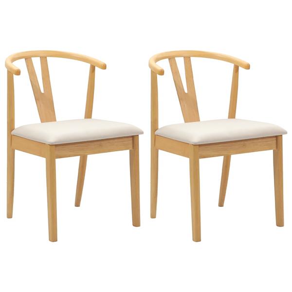 Grote foto vidaxl eetkamerstoel 2 pcs natuurlijk en licht massief rubberhout huis en inrichting stoelen