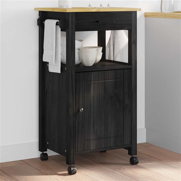 Grote foto vidaxl keuken trolley effen zwart huis en inrichting keukenbenodigdheden