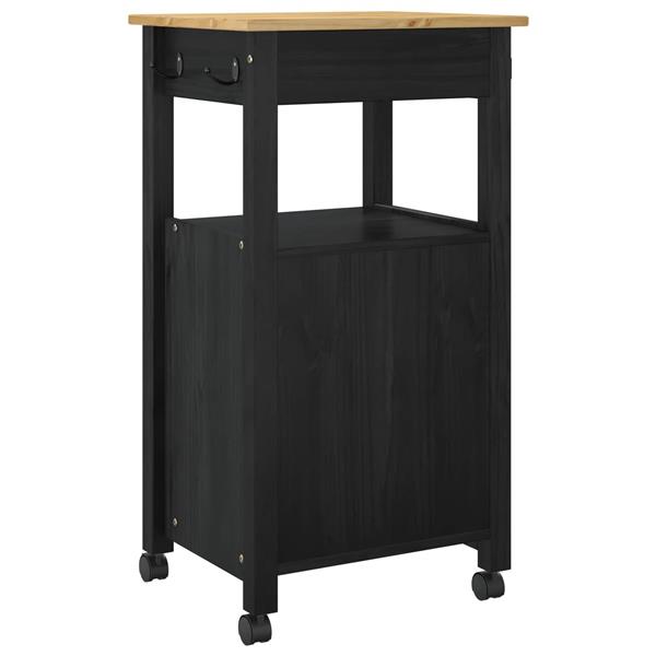 Grote foto vidaxl keuken trolley effen zwart huis en inrichting keukenbenodigdheden