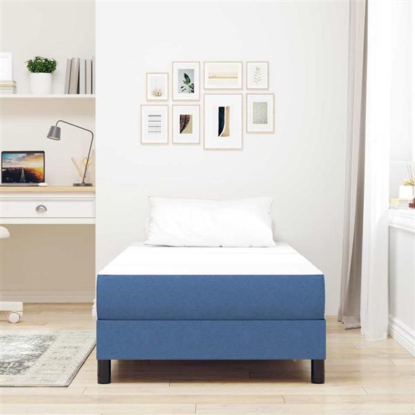 Grote foto vidaxl bedmatras met matras blauw 80 x 200 cm stof antiek en kunst stoelen en banken