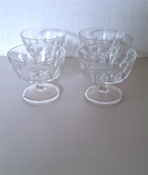 Grote foto 4 vintage lage dessertcoupes in glas jaren 60 antiek en kunst glas en kristal