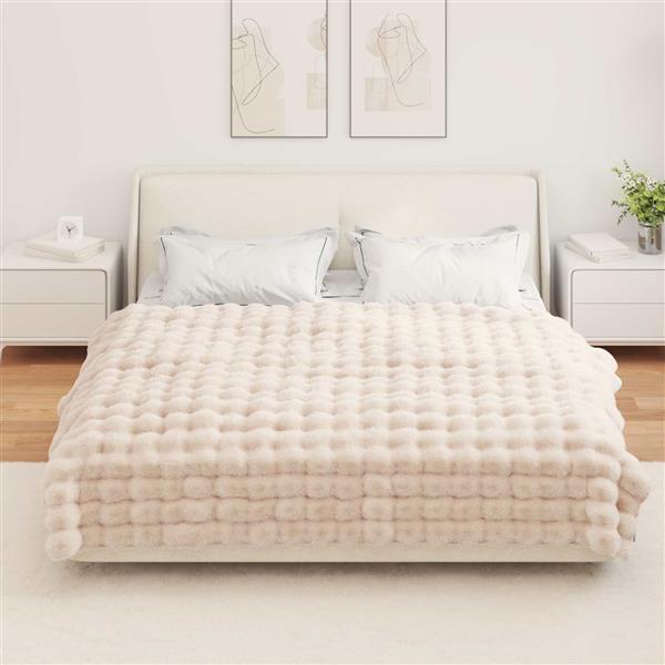 Grote foto vidaxl neppels konijnenbont deken 4 pcs beige 150 x 220 cm polyester huis en inrichting bedden