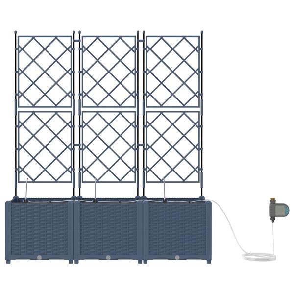 Grote foto vidaxl tuin bloempot 3 pcs grijs staal tuin en terras overige tuin en terras