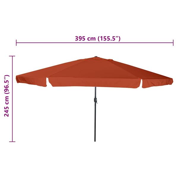 Grote foto vidaxl tuinparasol terracotta 395 x 395 x 245 cm polyester en staal tuin en terras overige tuin en terras