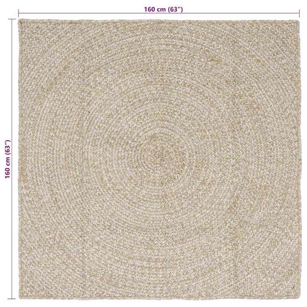 Grote foto vidaxl vloerkleed natuurlijk en wit 160 x 160 cm jute huis en inrichting vloerbedekking en kleden