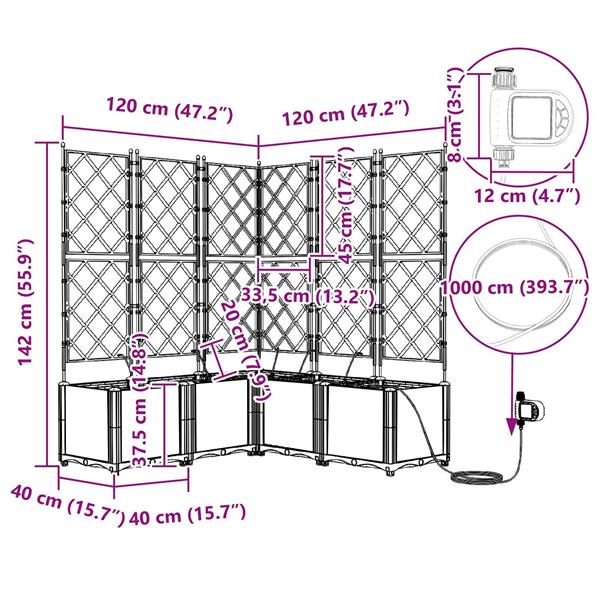 Grote foto vidaxl tuin bloempot 3 pcs grijs staal tuin en terras overige tuin en terras