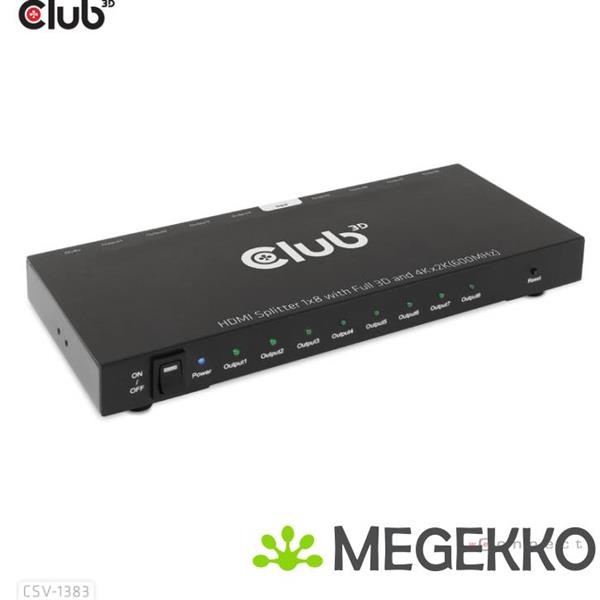 Grote foto club3d 1 to 8 hdmi splitter full 3d and 4k60hz 600mhz computers en software netwerkkaarten routers en switches