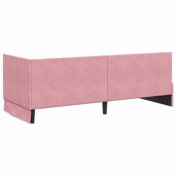 Grote foto vidaxl hoekbedframe met hoofdeinde roze 80 cm x 200 cm fluweel antiek en kunst stoelen en banken