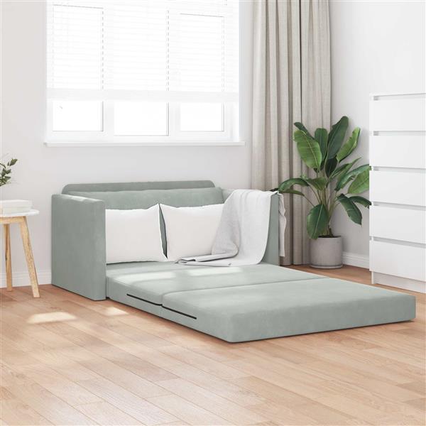 Grote foto vidaxl vouwsofa bed lichtgrijs 124 x 71 x 78 cm fluweel huis en inrichting bankstellen