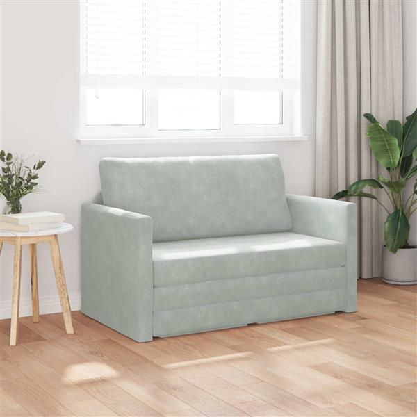 Grote foto vidaxl vouwsofa bed lichtgrijs 124 x 71 x 78 cm fluweel huis en inrichting bankstellen