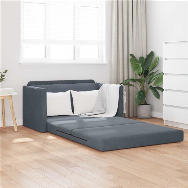 Grote foto vidaxl vouwsofa bed donkergrijs 124 x 71 x 78 cm fluweel huis en inrichting bankstellen