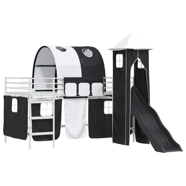 Grote foto vidaxl loftbed voor kids wit en zwart 100 x 200 cm metaal antiek en kunst stoelen en banken