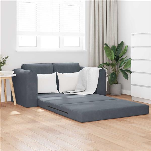 Grote foto vidaxl vouwsofa bed donkergrijs 148 x 71 x 83 cm fluweel huis en inrichting bankstellen