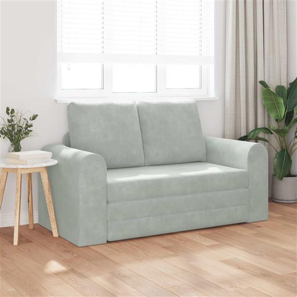 Grote foto vidaxl vouwsofa bed lichtgrijs 148 x 71 x 83 cm fluweel huis en inrichting bankstellen
