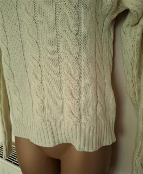 Grote foto lindegroene kabeltrui met rolkraag in angora 38 40 kleding dames truien en vesten