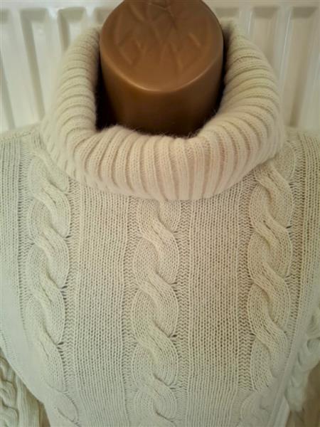 Grote foto lindegroene kabeltrui met rolkraag in angora 38 40 kleding dames truien en vesten