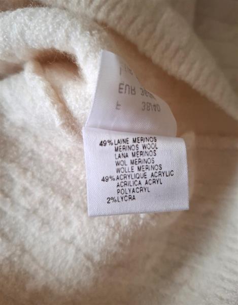 Grote foto roomwitte kabeltrui met korte mouwen merinowol kleding dames truien en vesten