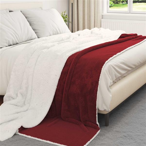 Grote foto vidaxl gooi deken bordeaux rood 220 x 240 cm fleece huis en inrichting bedden