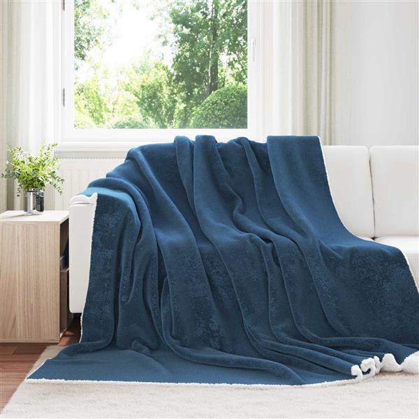 Grote foto vidaxl gooi deken marineblauw 240 x 270 cm fleece huis en inrichting bedden