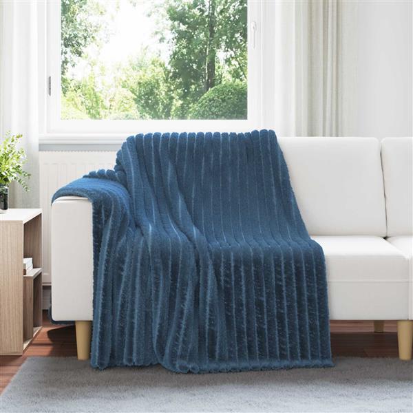 Grote foto vidaxl gooi deken marineblauw 200 x 150 cm fleece huis en inrichting bedden