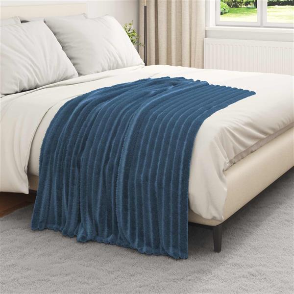 Grote foto vidaxl gooi deken marineblauw 150 x 130 cm fleece huis en inrichting bedden
