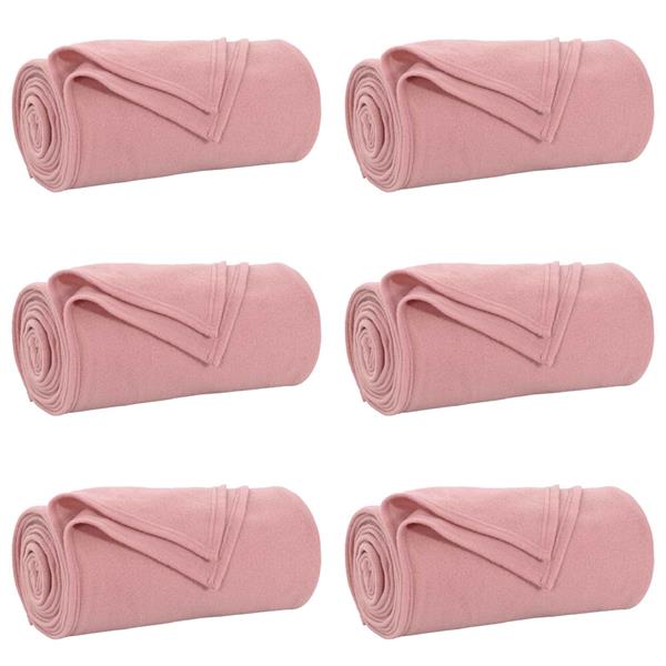 Grote foto vidaxl kleden 6 pcs roze 240 x 220 cm fleece huis en inrichting bedden