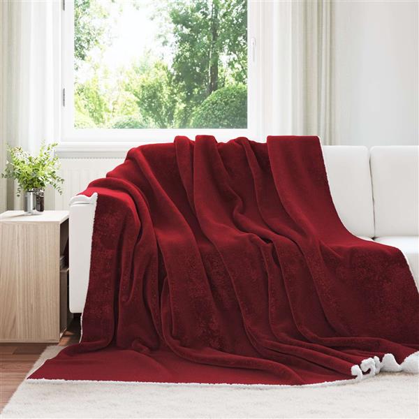 Grote foto vidaxl gooi deken bordeaux rood 240 x 270 cm fleece huis en inrichting bedden