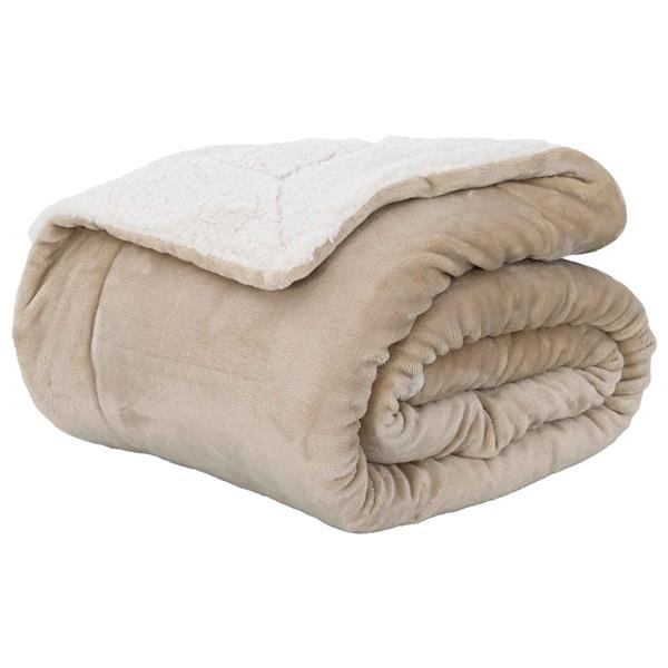 Grote foto vidaxl gooi deken beige 240 x 270 cm fleece huis en inrichting bedden