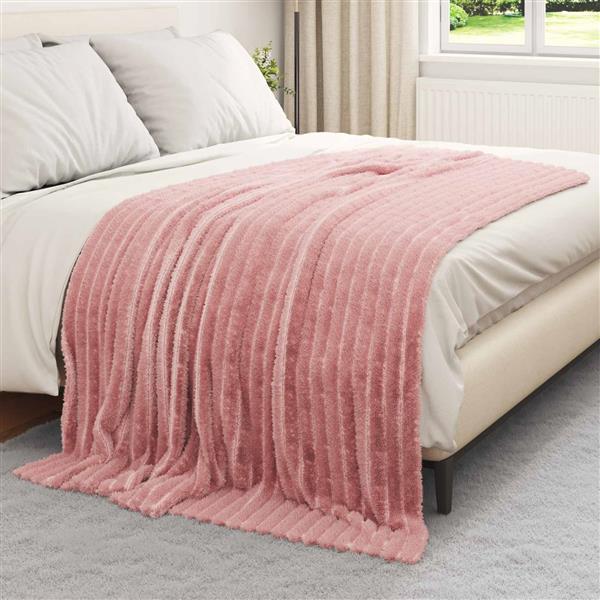 Grote foto vidaxl gooi deken roze 200 x 150 cm fleece huis en inrichting bedden