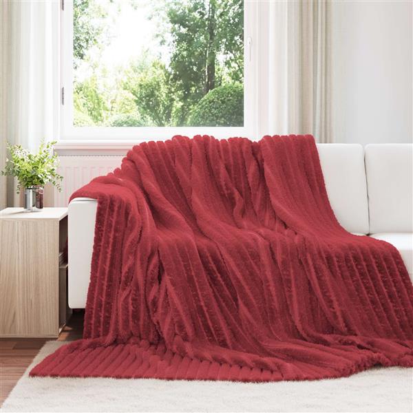 Grote foto vidaxl gooi deken bordeaux rood 240 x 220 cm fleece huis en inrichting bedden