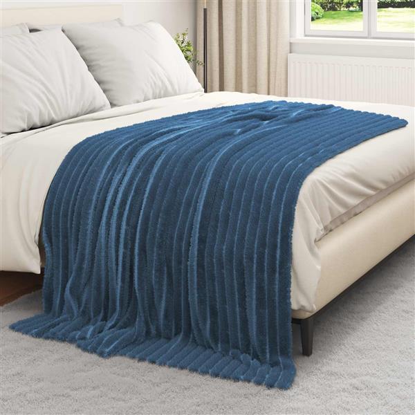 Grote foto vidaxl gooi deken marineblauw 200 x 150 cm fleece huis en inrichting bedden